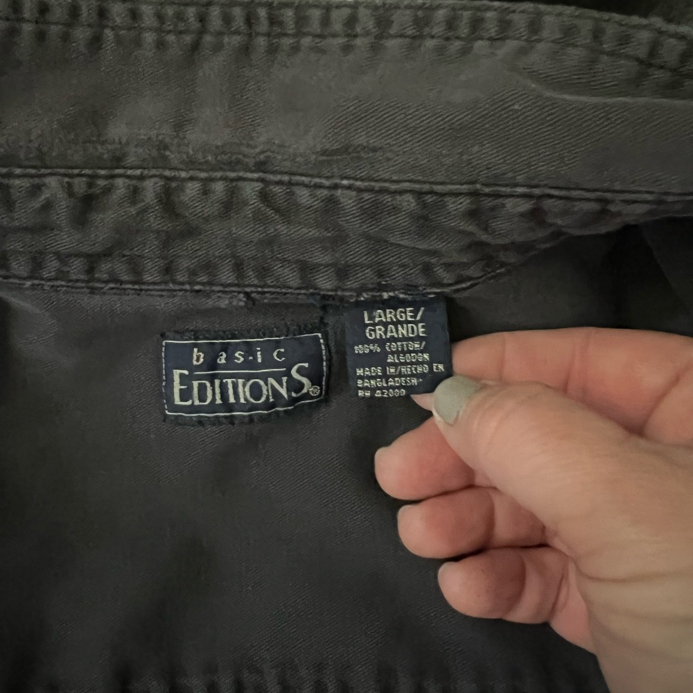 Basic Editions Gray Button Down - Picture 3 of 3